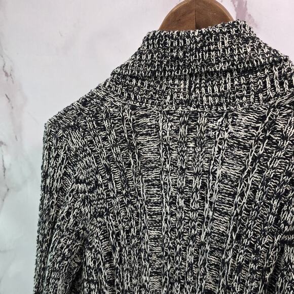 By Anthropologie Sweater Womens XS Black White Cardigan Marled Open Front - Picture 6 of 12